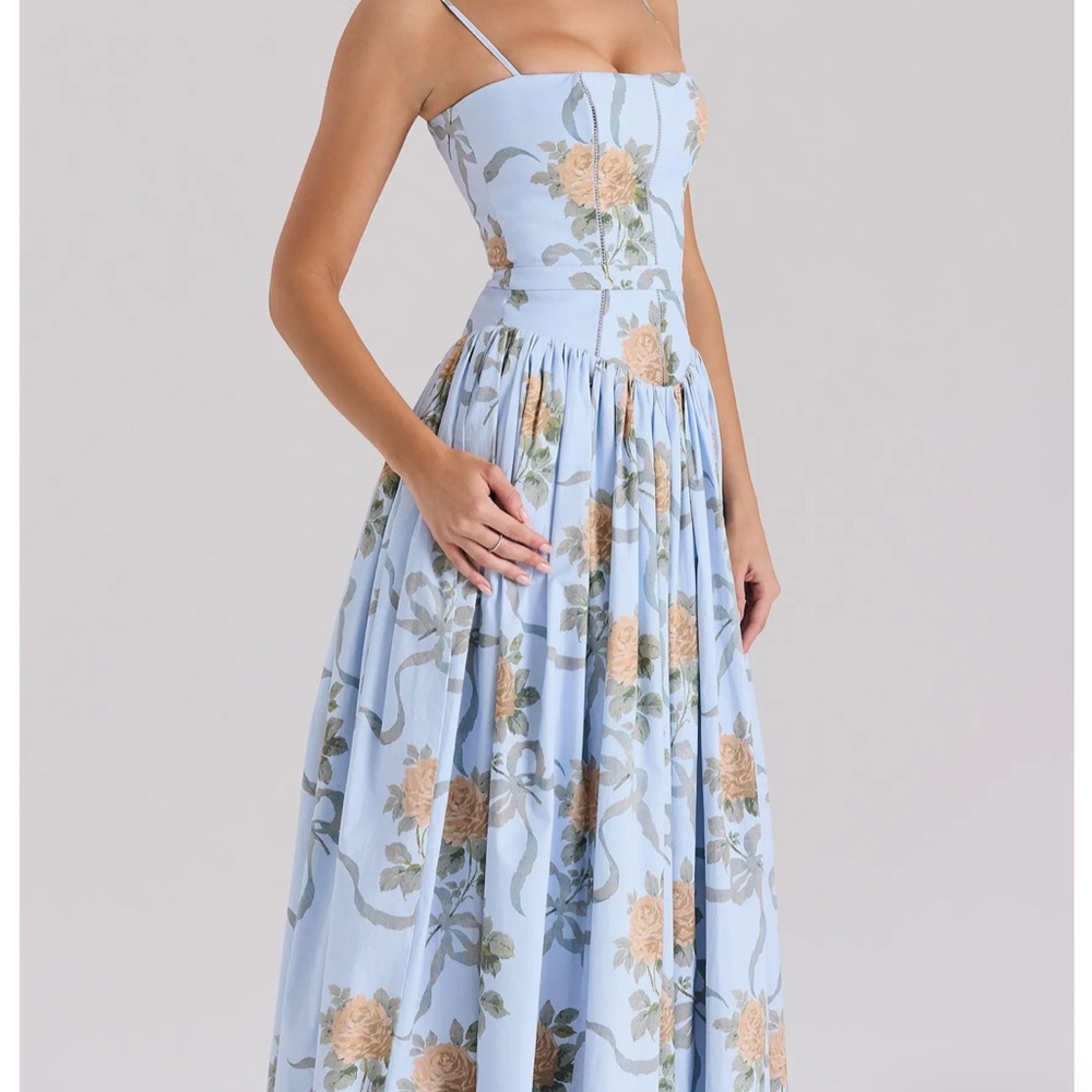 Ysabella Floral Blue Maxi Dress - HOUSE OF CB